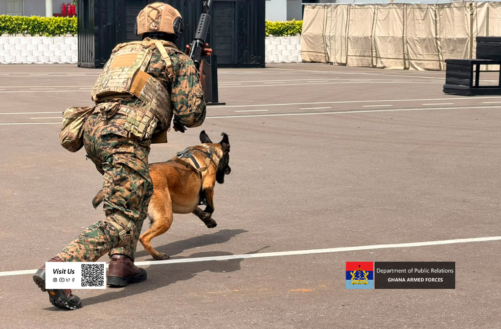 Exhibición de la brigada de operaciones especiales del ejército (ASOB) de Ghana durante una ceremonia de graduación. Foto: Fuerzas Armadas de Ghana.